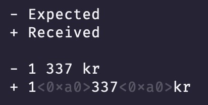 Screenshot of whitespace character